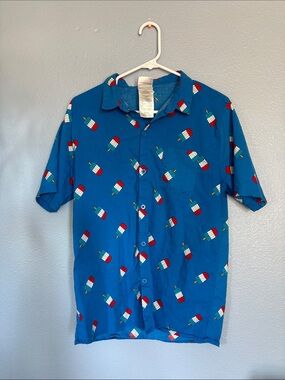 IML ISAAC MORRIS button down casual shirt with red white blue bomb pops Sz small